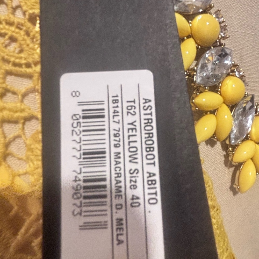 NWT PINKO Macramé Lace Midi Dress – Yellow Lace Dress – Luxury Italian Style - Picture 9 of 10